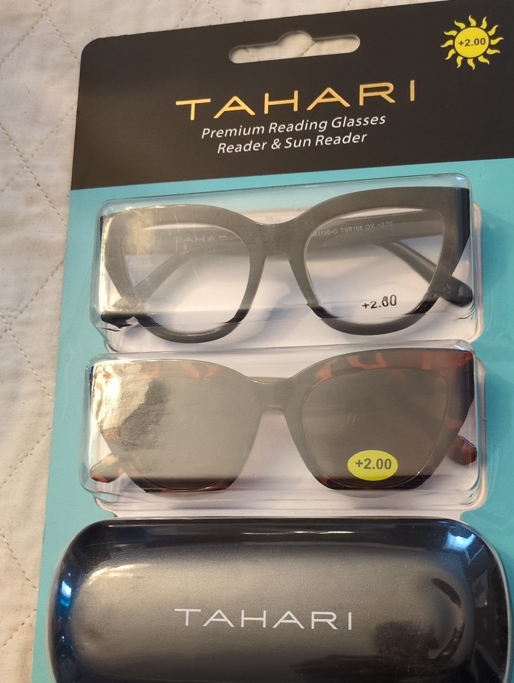 Tahari Black & Tortoiseshell 2-Pack Reading Glasses with Case +2.00 Readers